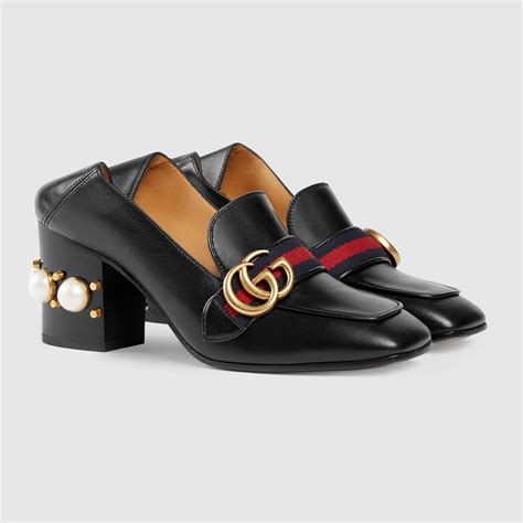 mid heel gucci shoes women|gucci leather mid heel loafer.